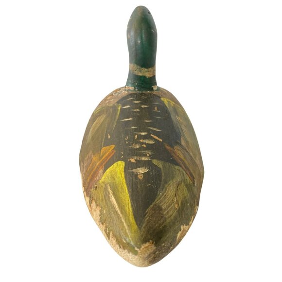 Antique Duck Decoy Wooden Mallard Drake Wood Folk Art Carved Painted American - Picture 2 of 9